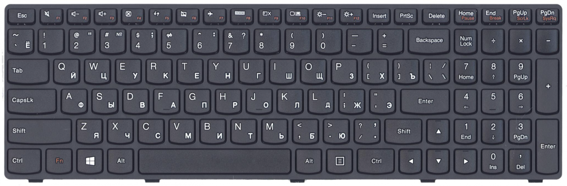 Клавиатура Lenovo IdeaPad G700 черная с рамкой OEM