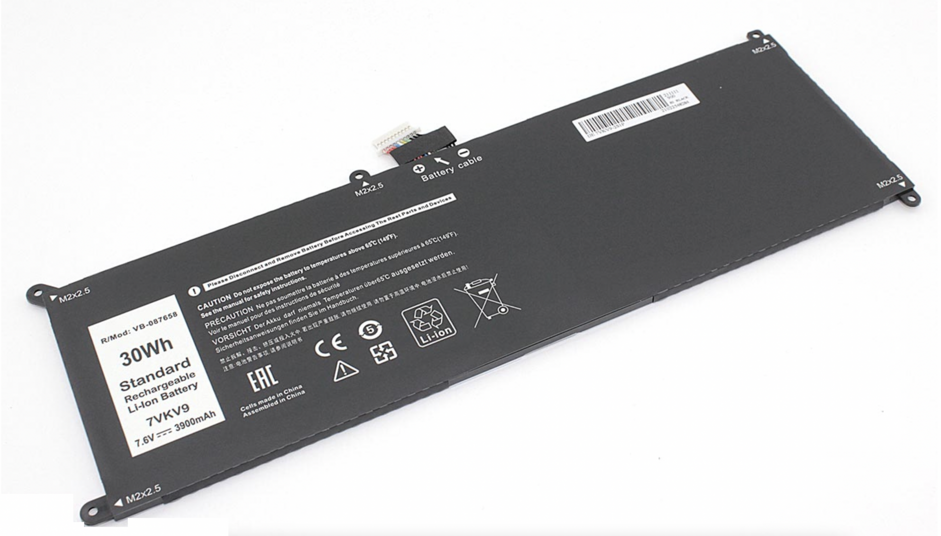 Аккумулятор DELL XPS 12 9250 4K 7.6V, 3900mAh, OEM
