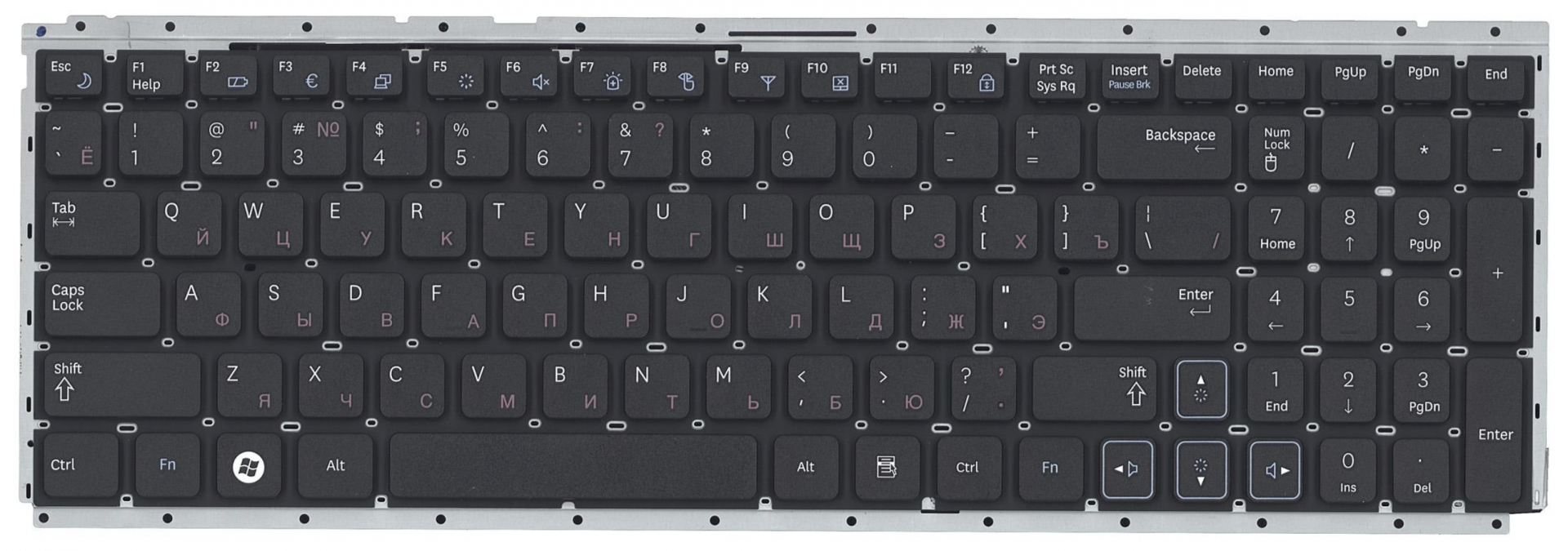 Клавиатура Samsung RV513 с подложкой, OEM