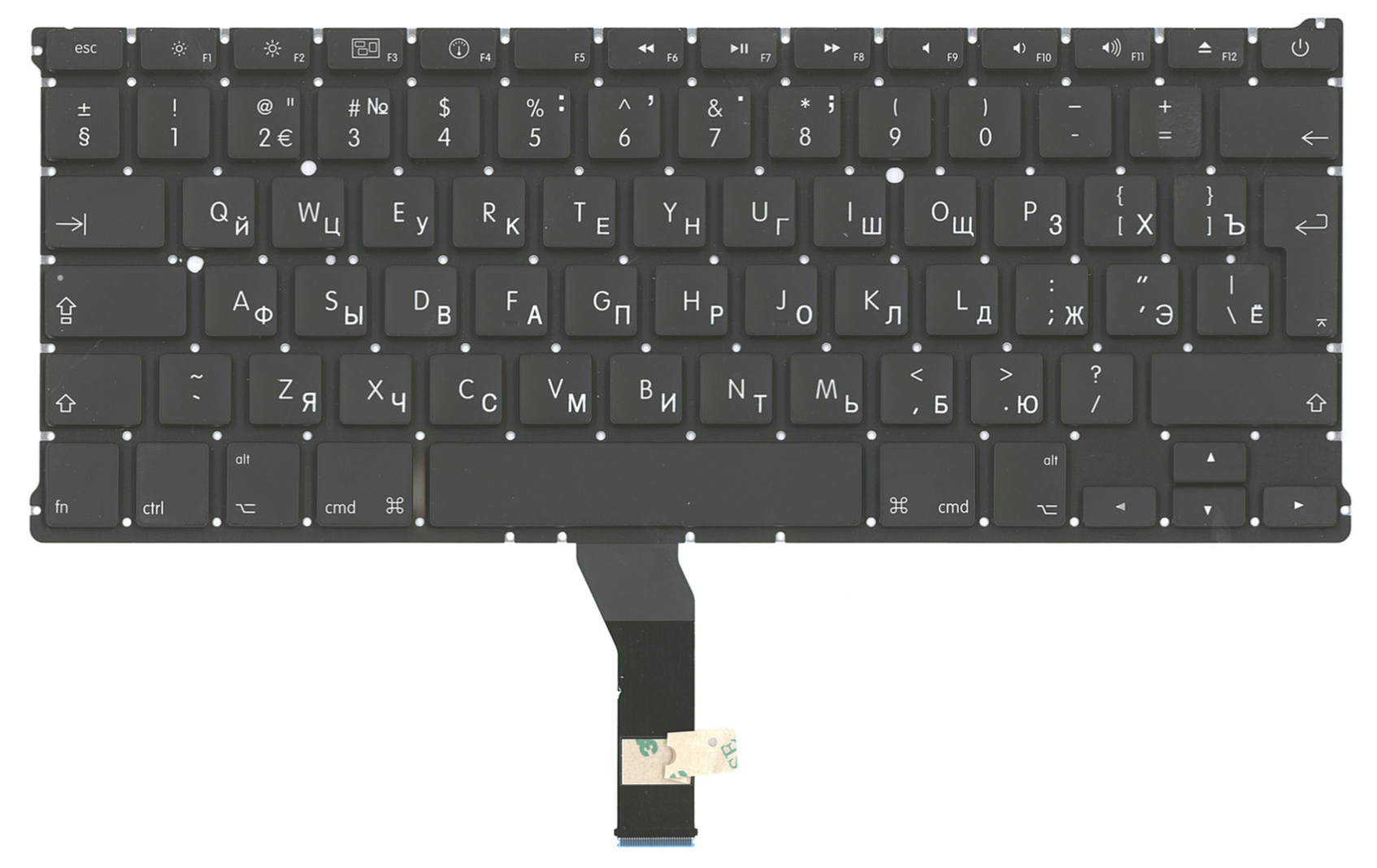 Клавиатура Apple MacBook Air 13.3" середина 2011 A1369 (MC965LL/A) большой Enter, без подсветки, OEM