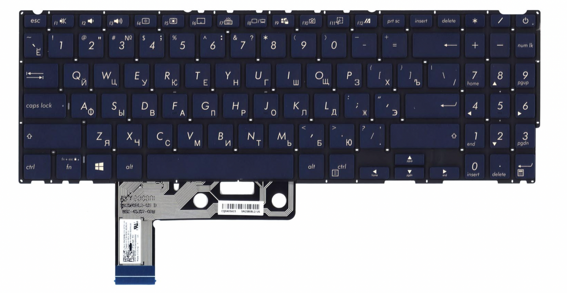 Клавиатура ASUS Zenbook UX533FD-A8114T с белой подсветкой, OEM