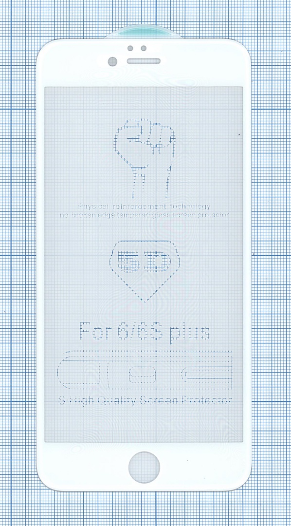 Защитное стекло 5D для iPhone 6/6S Plus белое