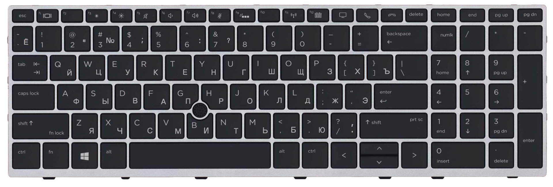 Клавиатура HP Elitebook 850 G5 3JX11EA с серой рамкой и подсветкой, OEM