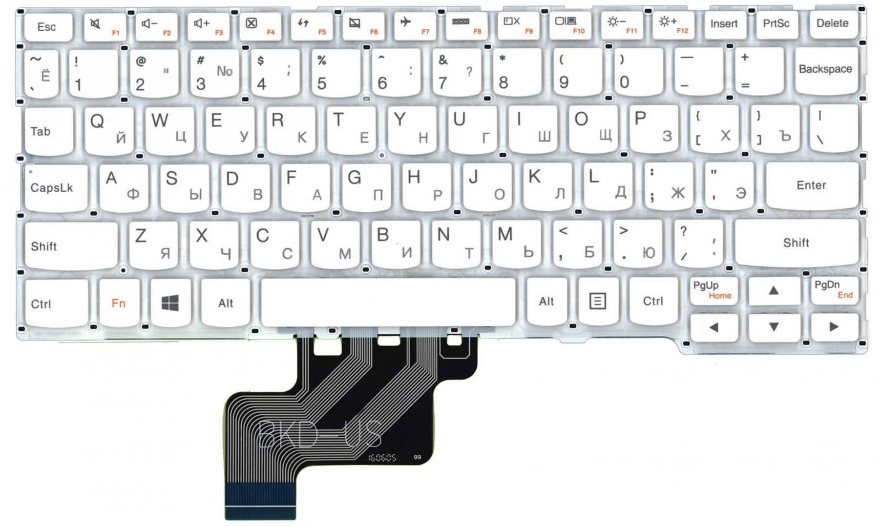 Клавиатура Lenovo Yoga 300-11IBY белая, OEM