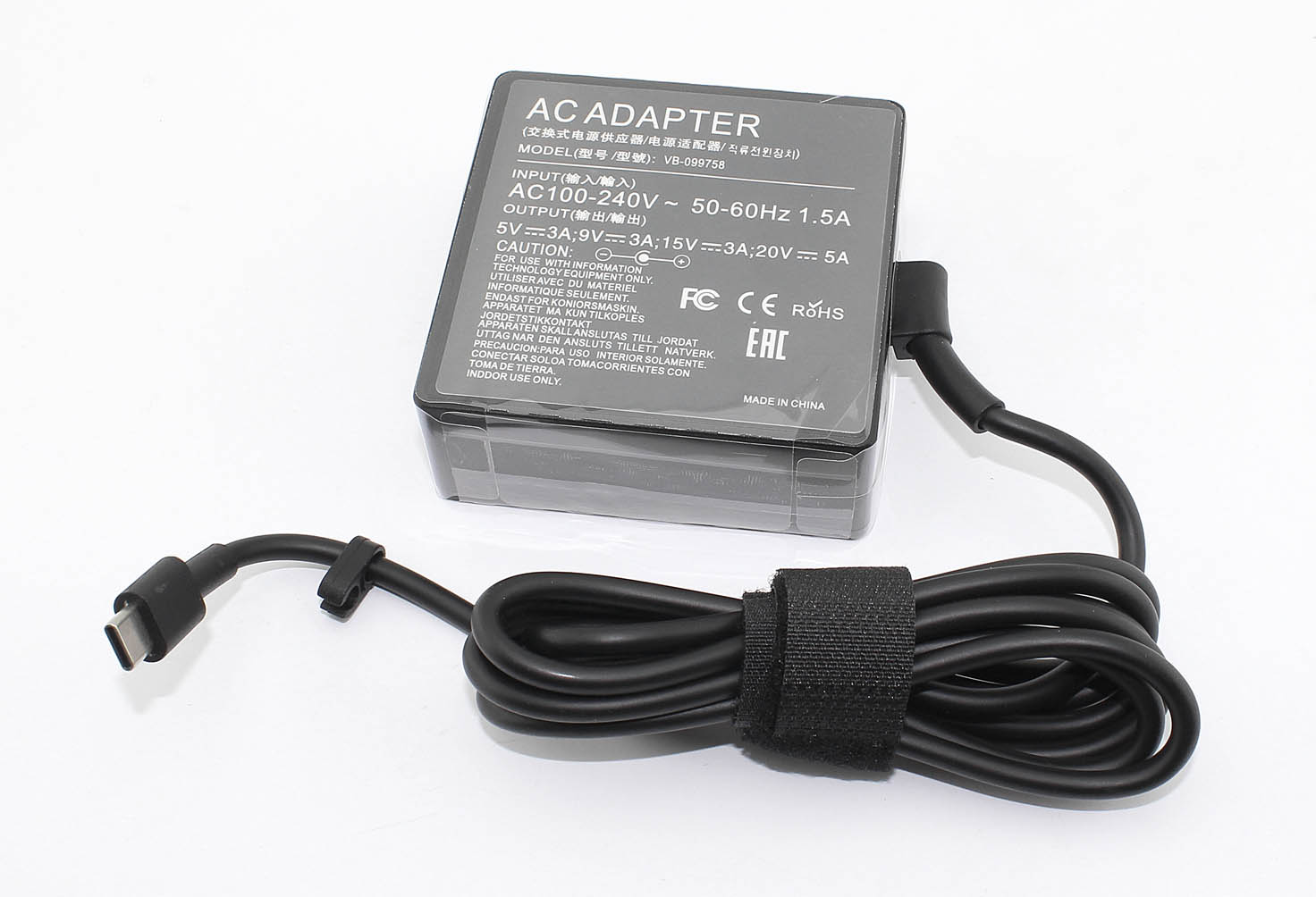 Блок питания (сетевой адаптер) для ноутбуков Asus 5V, 9V, 15V 3A, 20V 5A (Type-C) 100W OEM