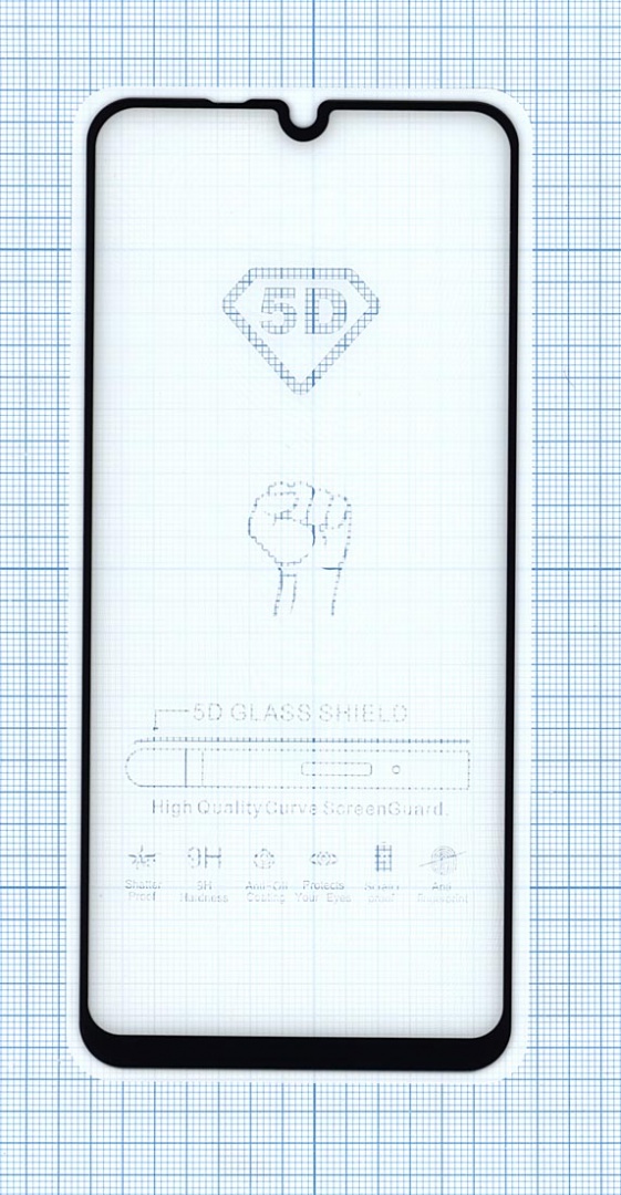 Защитное стекло "Полное покрытие" для Huawei Y8p черное