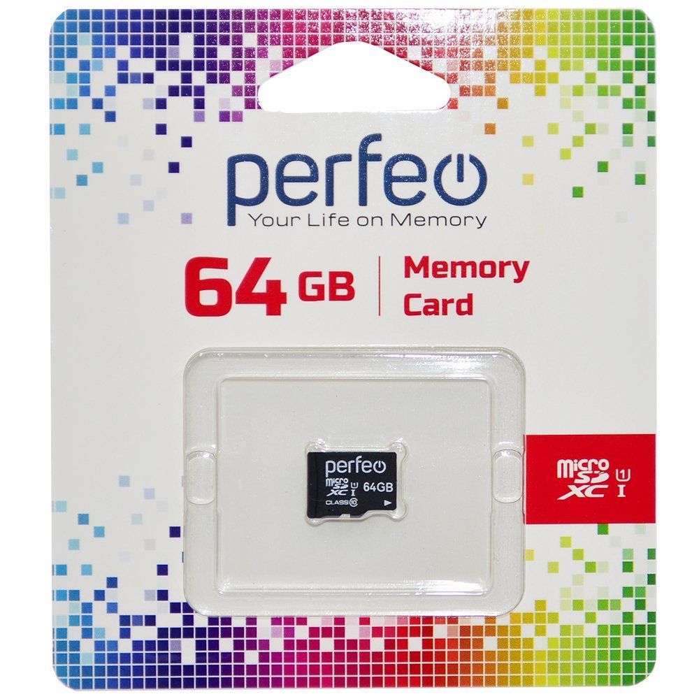 64GB PERFEO MicroSDXC UHS-I U1 class 10 без адаптера