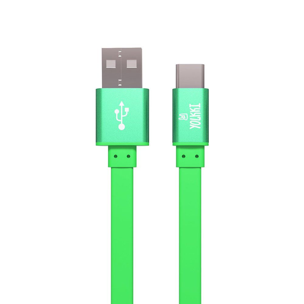 Кабель USB - TYPE-C YOLKKI Trend 01 зеленый (1м) /max 2A/
