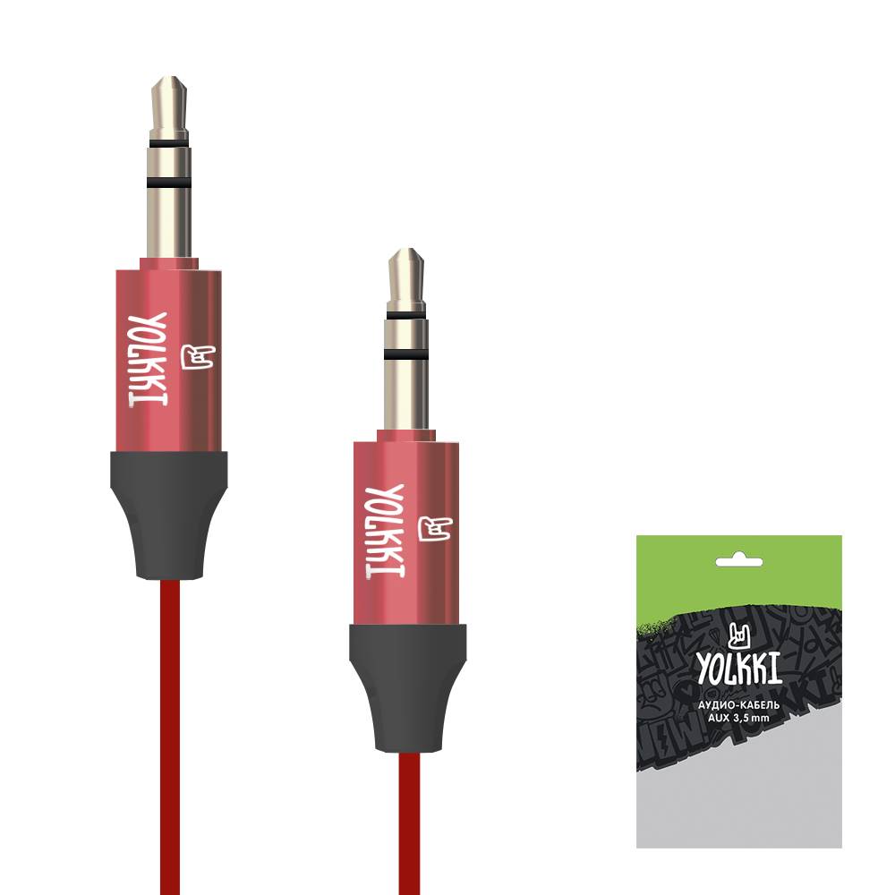Кабель AUX YOLKKI Piano pack красный (1м)
