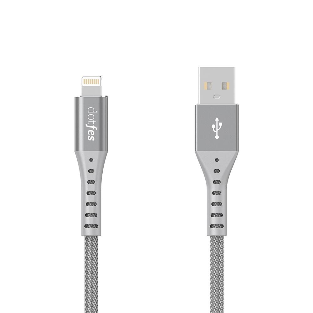 Кабель USB - Lightning 8-pin DOTFES A08 Durable Nylon Braided серый (1м)