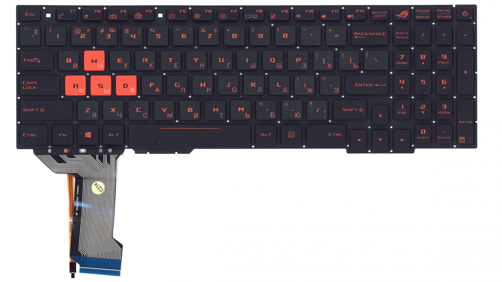 Клавиатура ASUS ROG GL553VD-1B с белой подсветкой, узкий шлейф подсветки, OEM