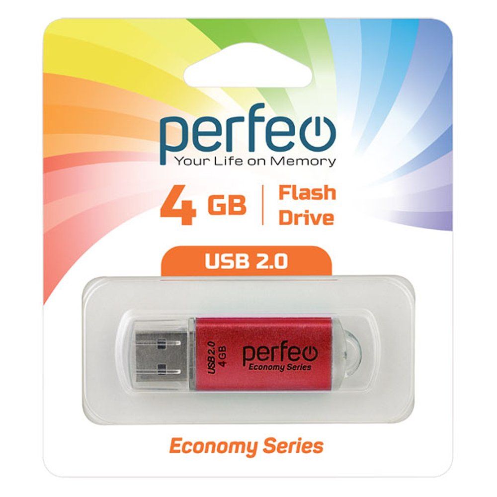 4GB USB 2.0 Flash Drive PERFEO E01 красный (PF-E01R004ES)