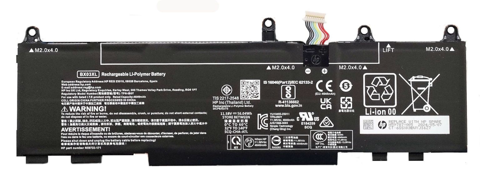 Аккумуляторная батарея для ноутбука HP EliteBook 830 845 G11 (BX03XL) 11.58V 56.04Wh