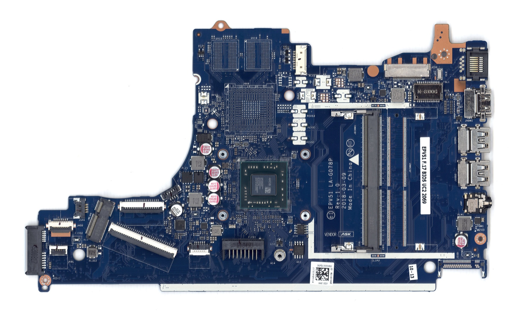 Материнская плата LA-G078P HP 255 G7 15T-DB 15-DB 15-DA A4-9125 UMA L33337-601