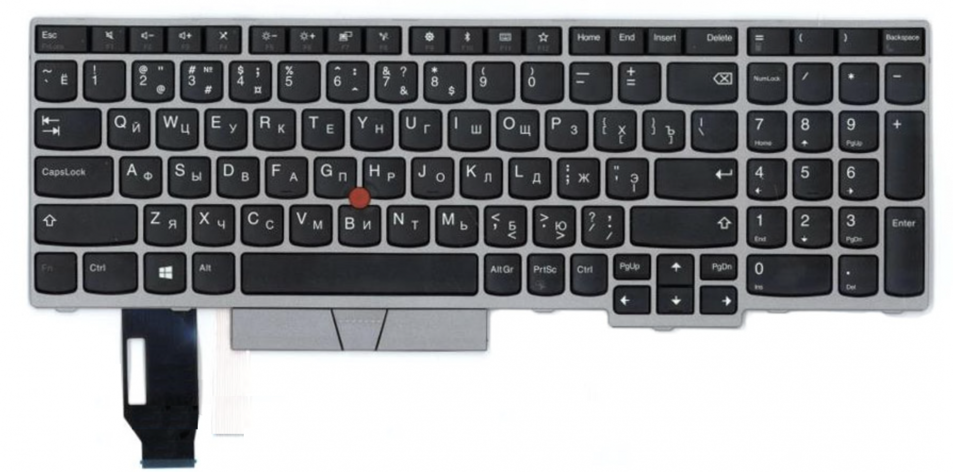 Клавиатура Lenovo ThinkPad Edge E580 (20KS001JRT) серебристая, OEM