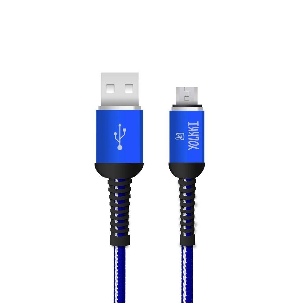 Кабель USB - micro USB YOLKKI Pro 02 pack синий (1м) /max 2,1A/