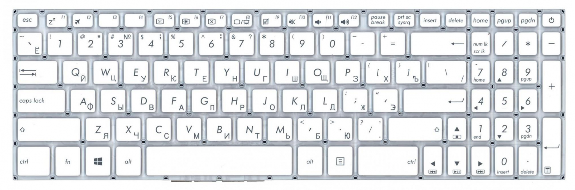 Клавиатура ASUS VivoBook X705UD белая, OEM