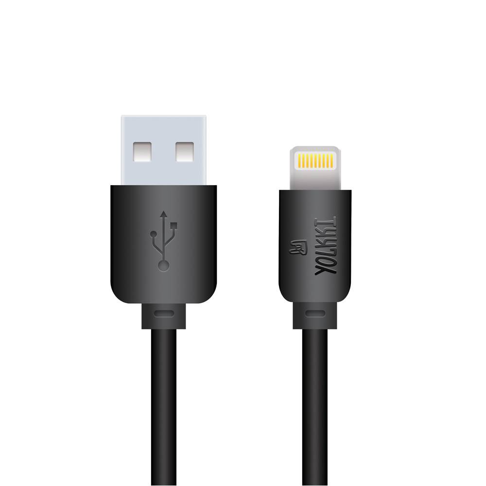 Кабель USB - Lightning 8-pin YOLKKI Standart 02 черный (1м) /max 2,1A/