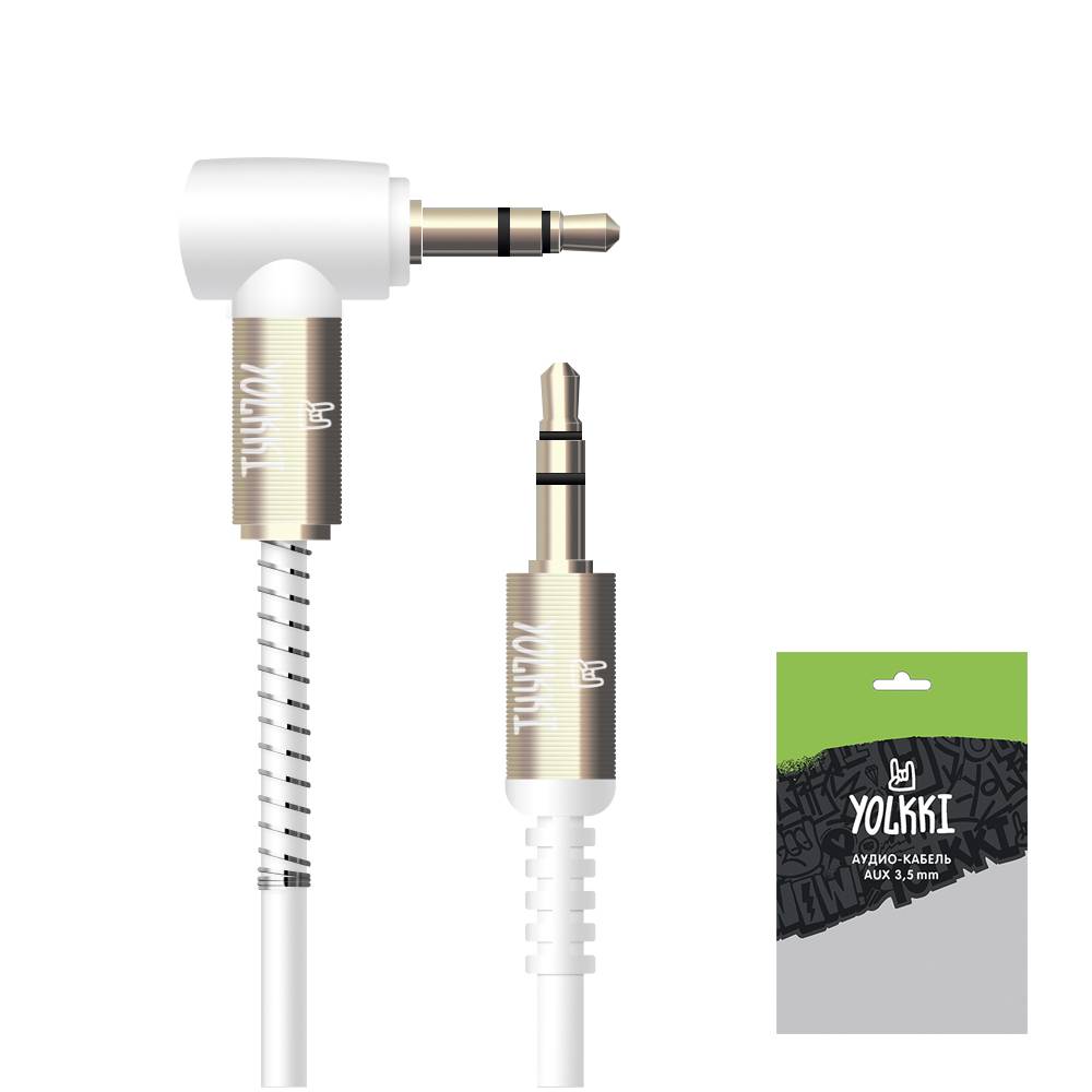 Кабель AUX YOLKKI Harp pack белый (1м)