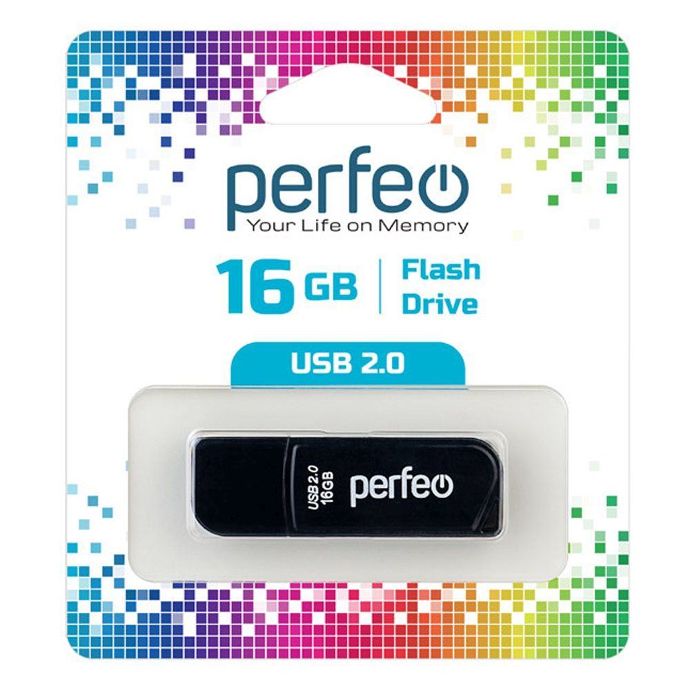 16GB USB 2.0 Flash Drive PERFEO C10 черный (PF-C10B016)