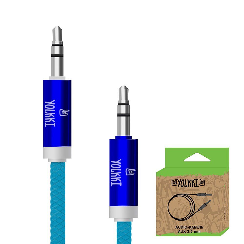 Кабель AUX YOLKKI Violin box голубой (1м)