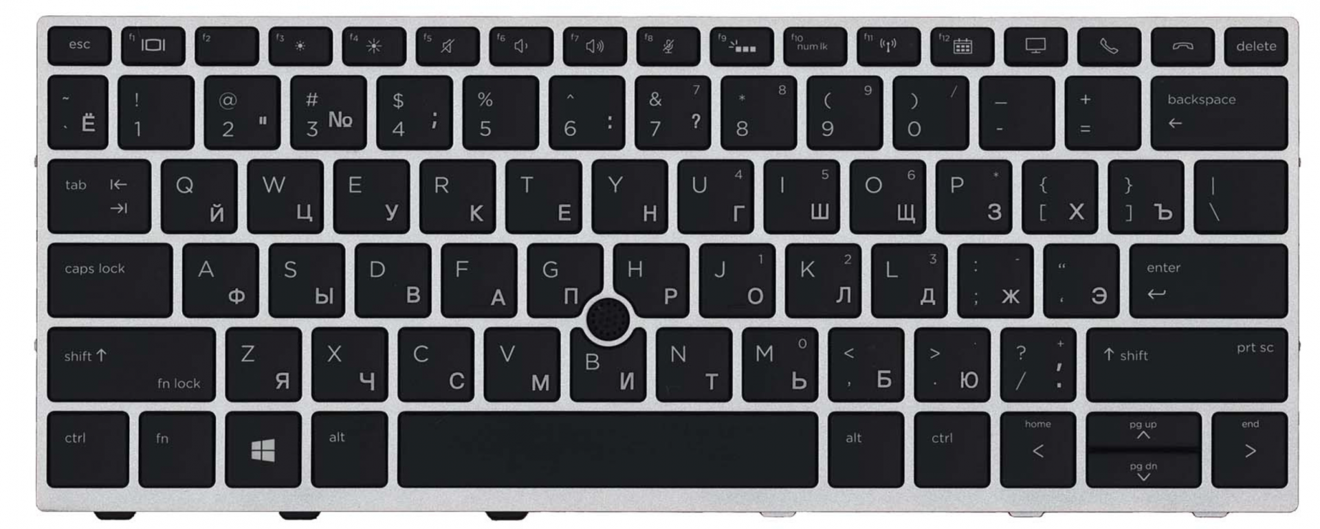 Клавиатура HP EliteBook 830 G6 с серой рамкой и подсветкой, OEM
