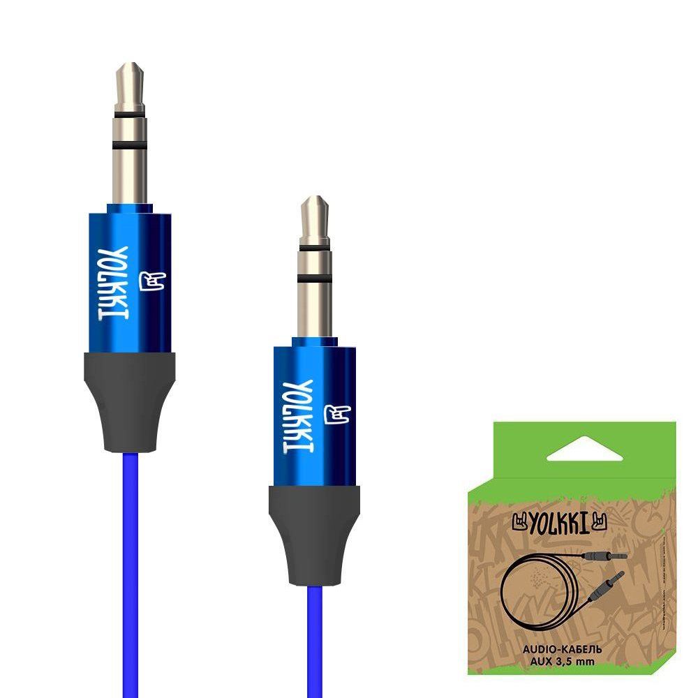 Кабель AUX YOLKKI Piano box синий (1м)
