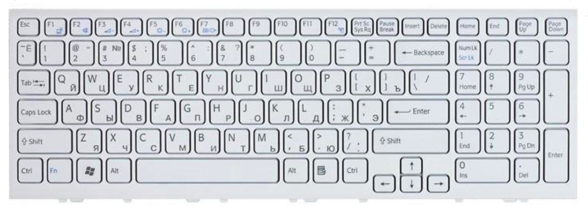 Клавиатура Sony Vaio VPC-EH VPCEH белая с рамкой