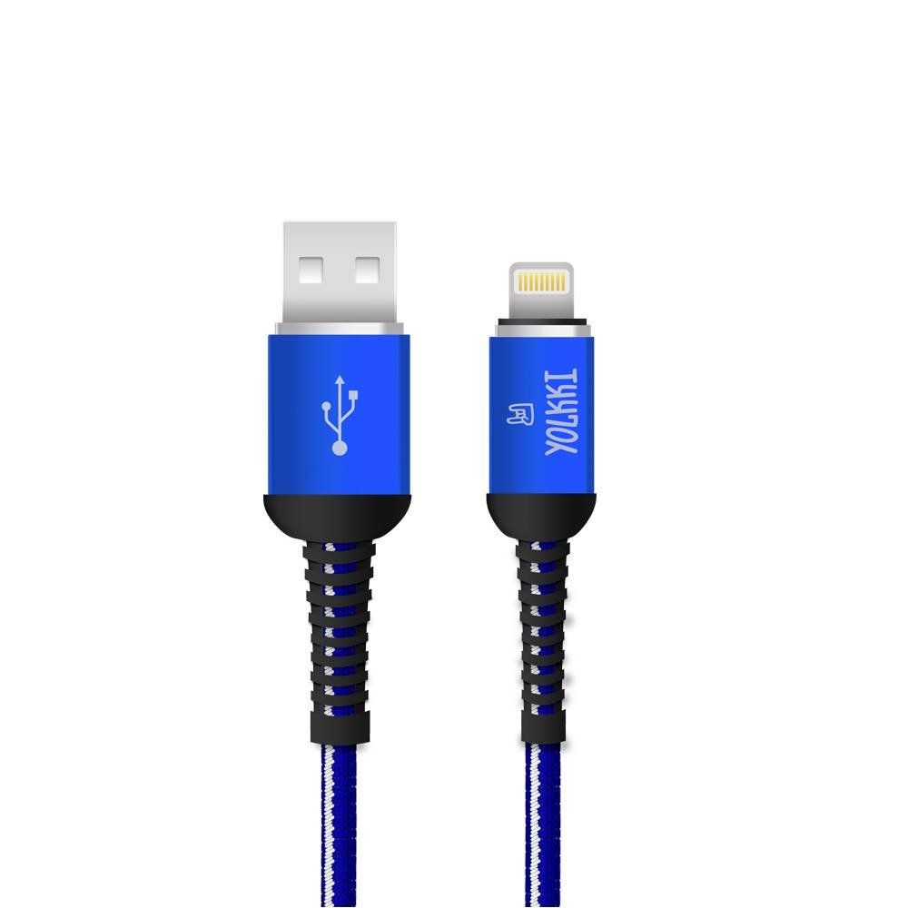 Кабель USB - Lightning 8-pin YOLKKI Pro 02 pack синий (1м) /max 2,1A/