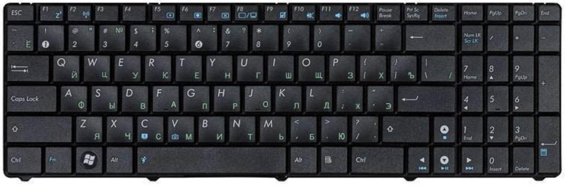 Клавиатура Asus K61IC чёрная, матовая, OEM