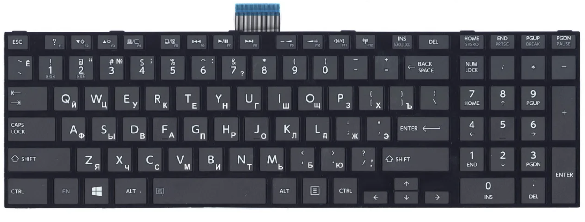 Клавиатура Toshiba Satellite L50D-A глянцевая, плоский Enter, OEM