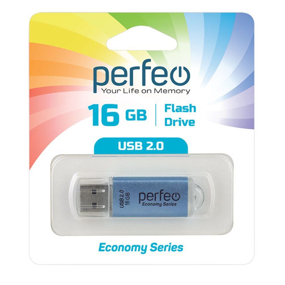 16GB USB 2.0 Flash Drive PERFEO E01 синий (PF-E01N016ES)