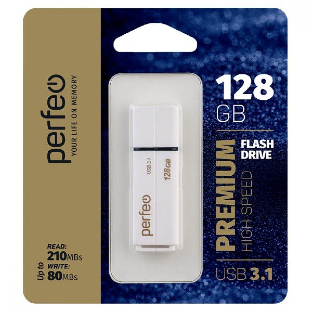 128GB USB 3.1 Flash Drive PERFEO C15 белый (PF-C15W0128HS)