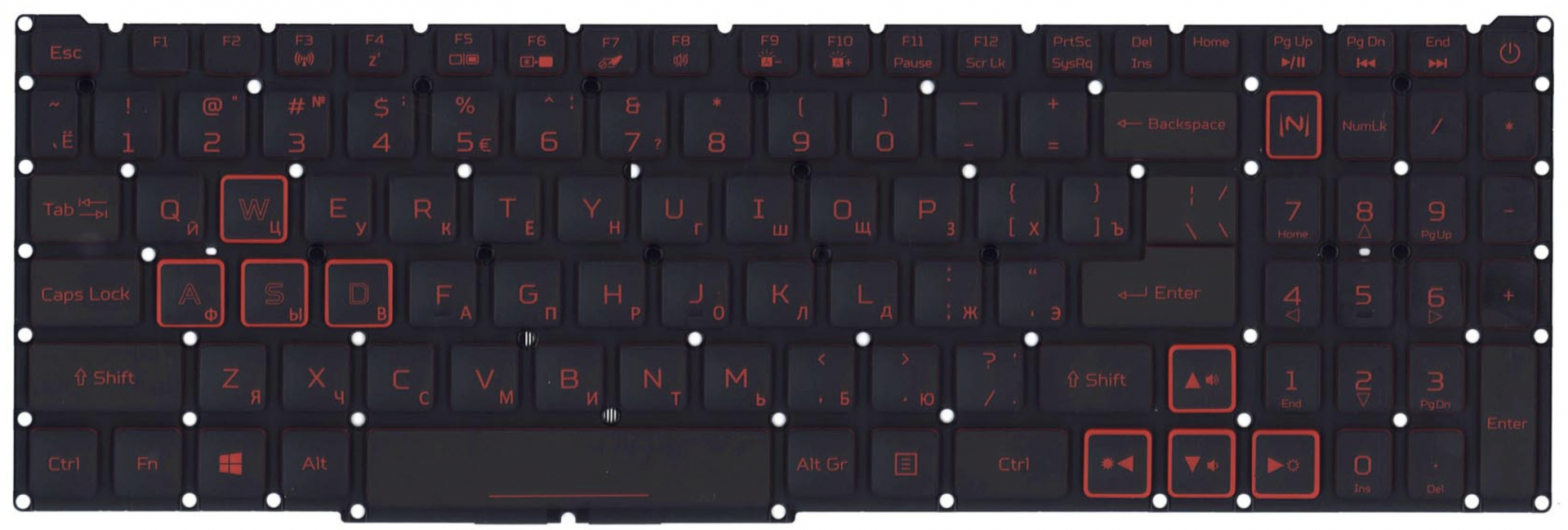Клавиатура Acer Nitro 5 AN517-51 с красной подсветкой, OEM