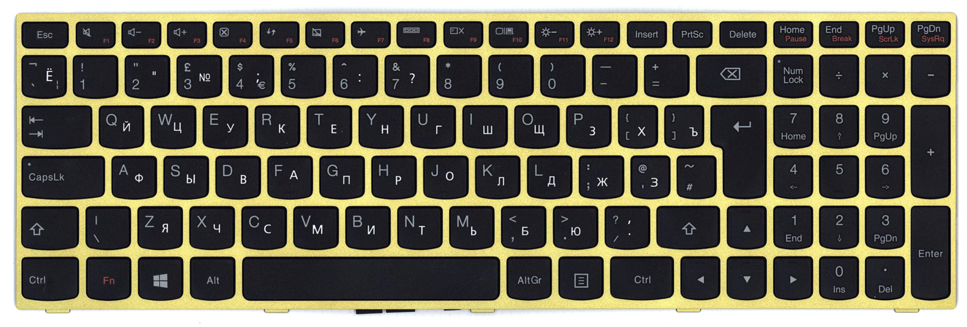 Клавиатура Lenovo IdeaPad Flex Z5075 с салатовой рамкой, OEM