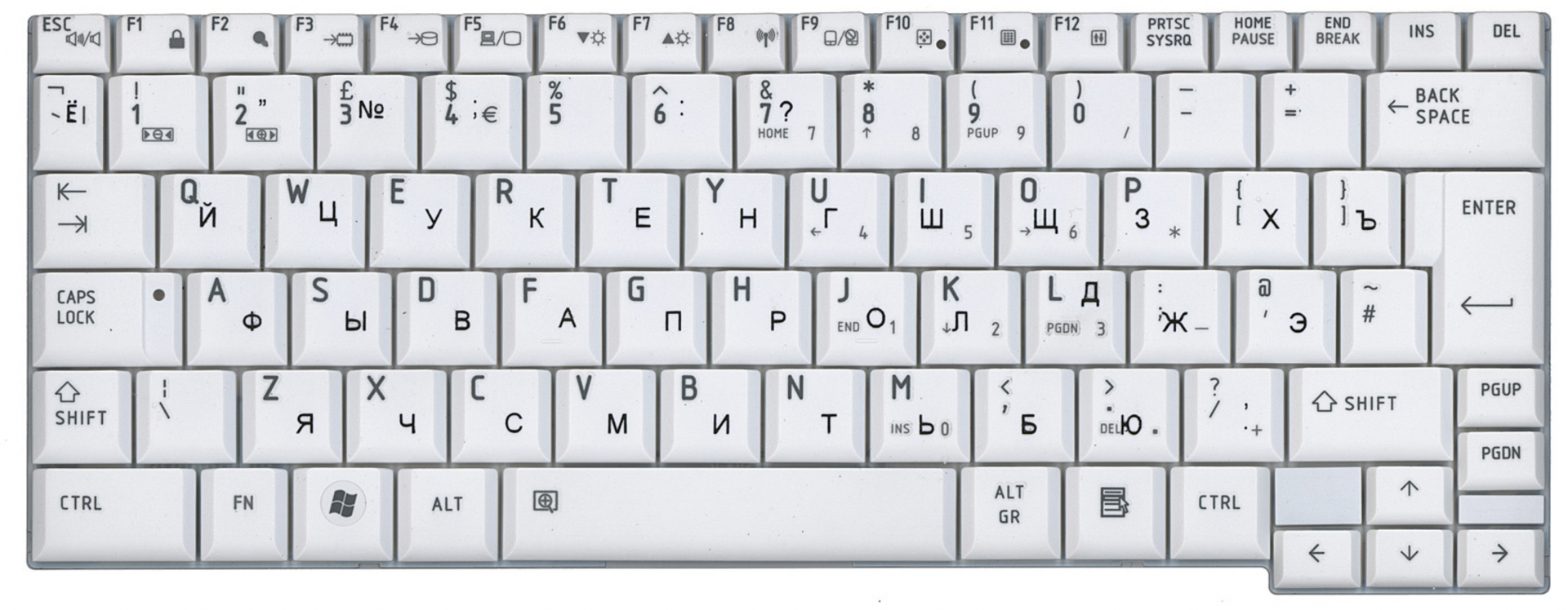Клавиатура Toshiba R601 белая, OEM