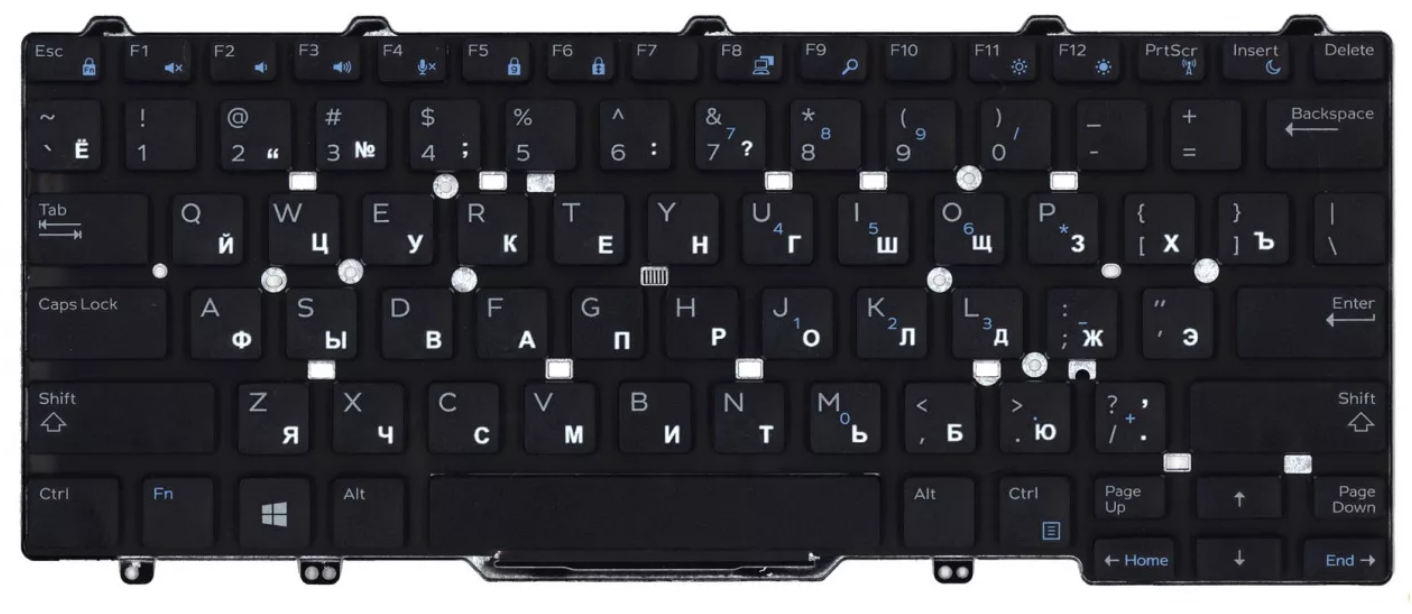 Клавиатура DELL Latitude E7470 без рамки, без указателя, OEM