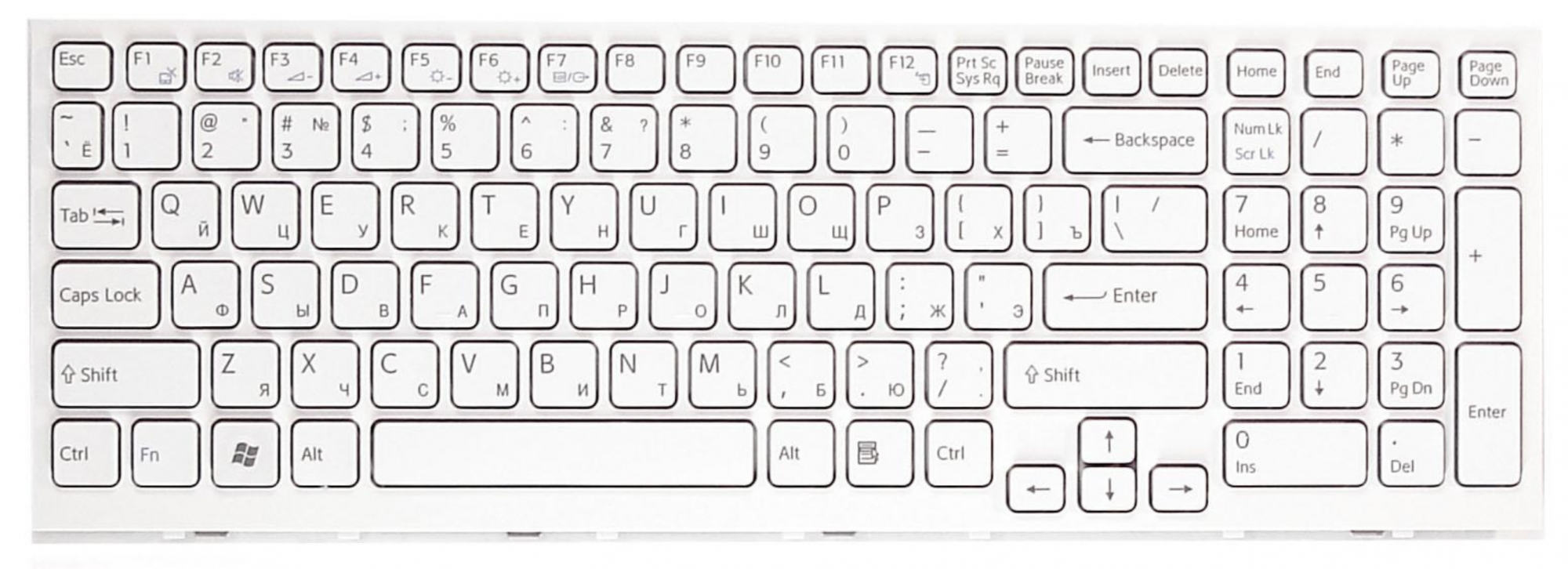 Клавиатура Sony Vaio VPC-EL VPCEL1E1R/B белая, с рамкой, OEM