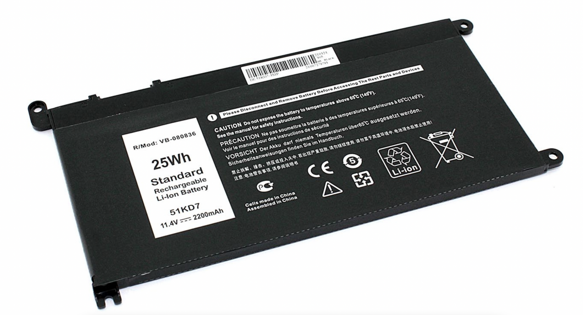 Аккумулятор DELL Latitude 3180 11.4V, 2200mAh, OEM