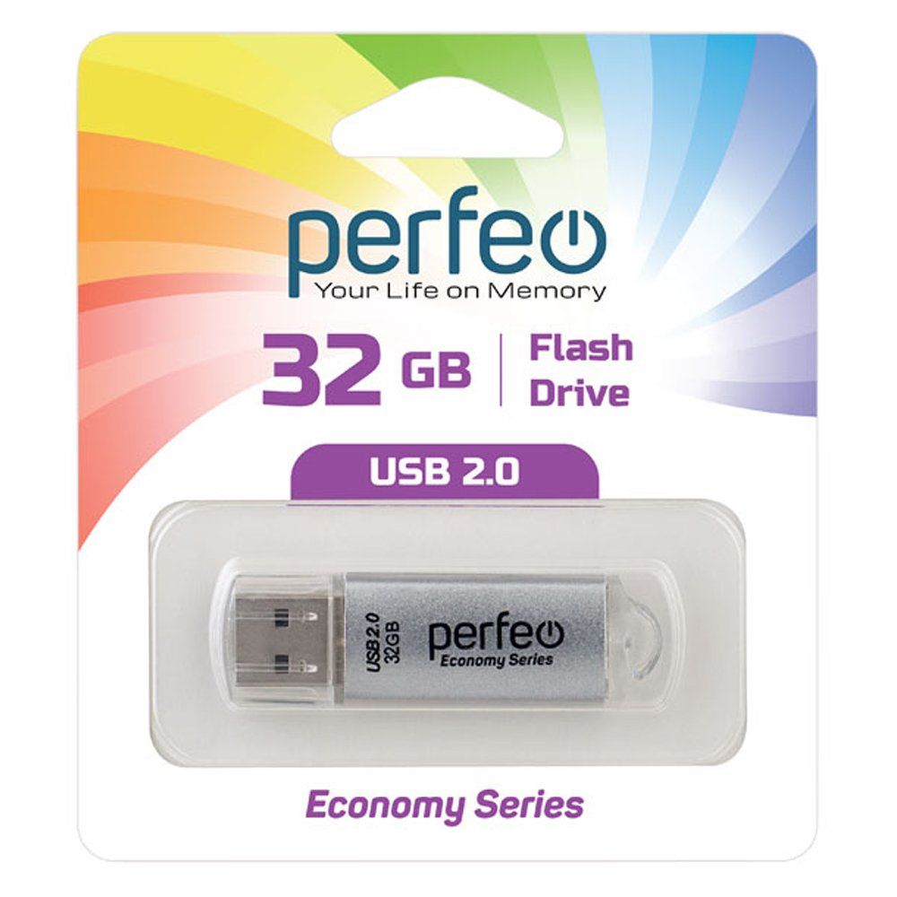 32GB USB 2.0 Flash Drive PERFEO E01 серебро (PF-E01S032ES)