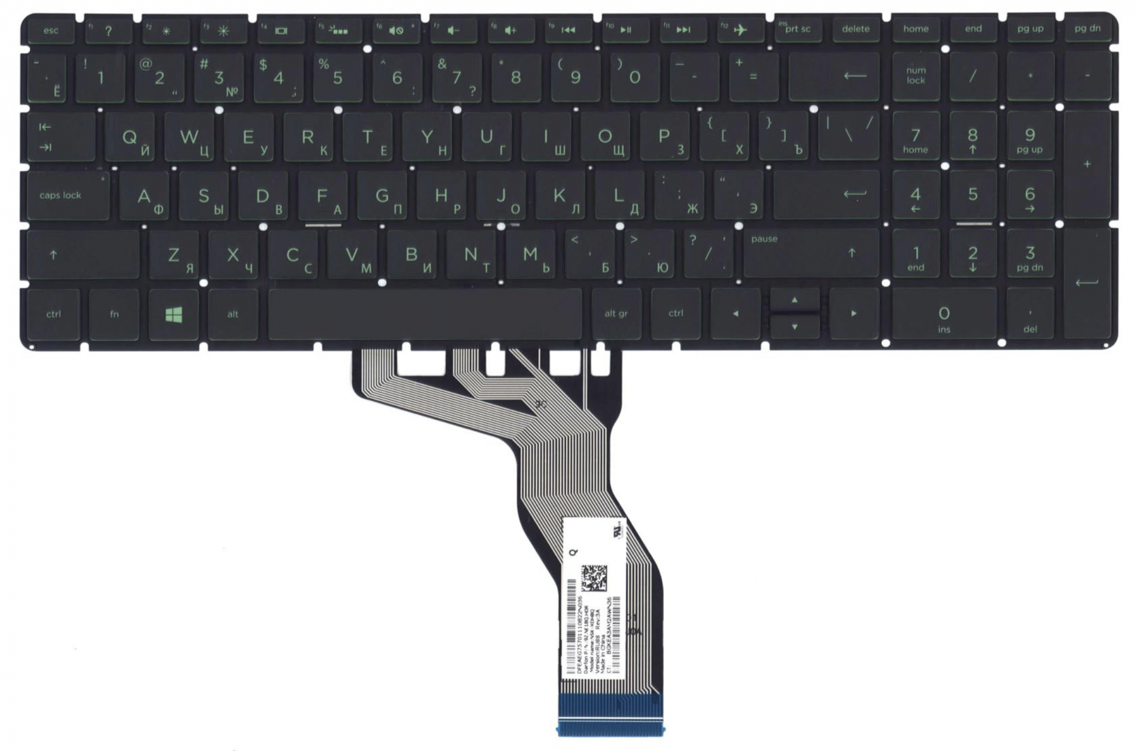 Клавиатура HP 15-bs с зеленой подсветкой, OEM