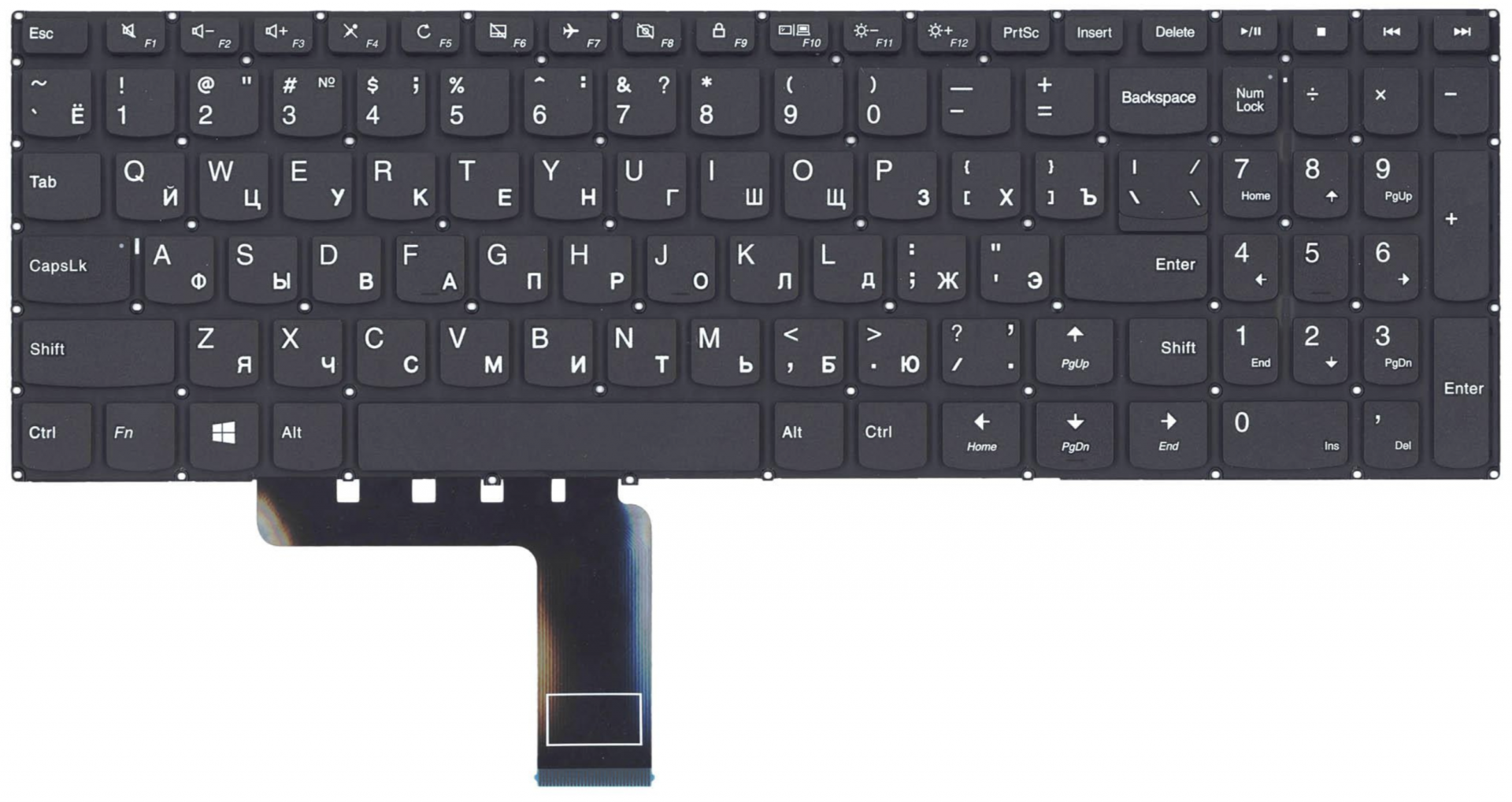 Клавиатура Lenovo IdeaPad V110-15AST чёрная, без подсветки, OEM