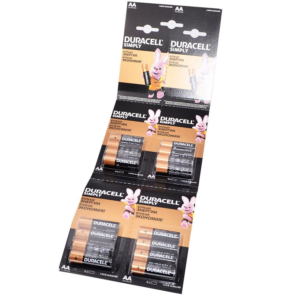 Батарейка алкалиновая Duracell AA LR6 (блистер отрывной/16шт)
