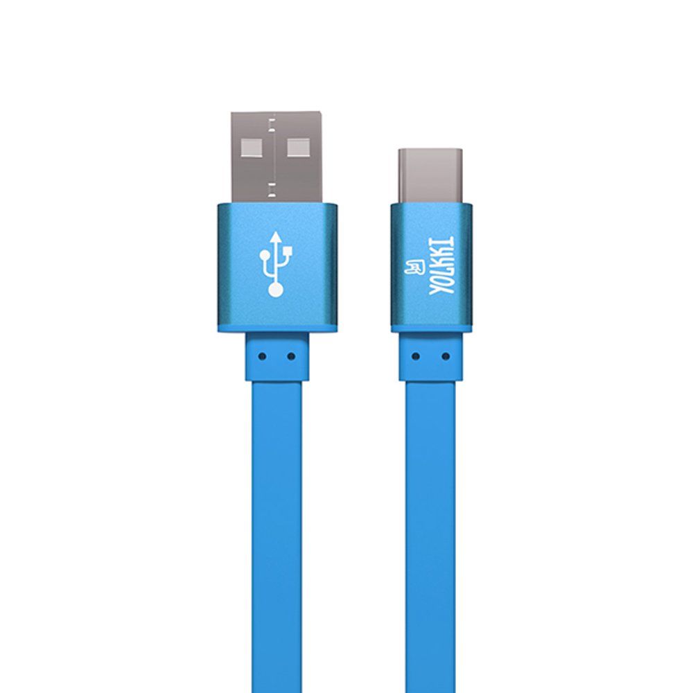 Кабель USB - TYPE-C YOLKKI Trend 01 голубой (1м) /max 2A/