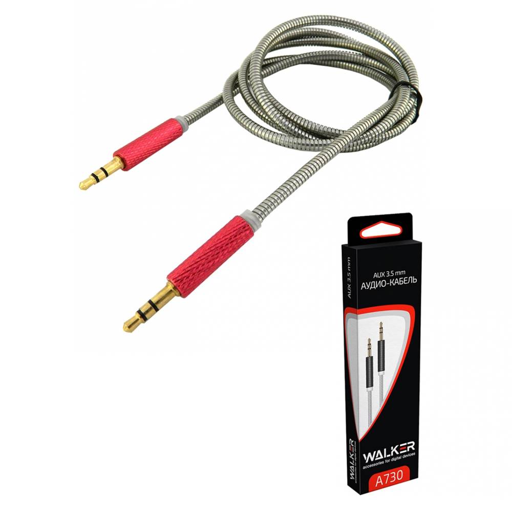 Кабель AUX WALKER WCA-730 красный (1м)