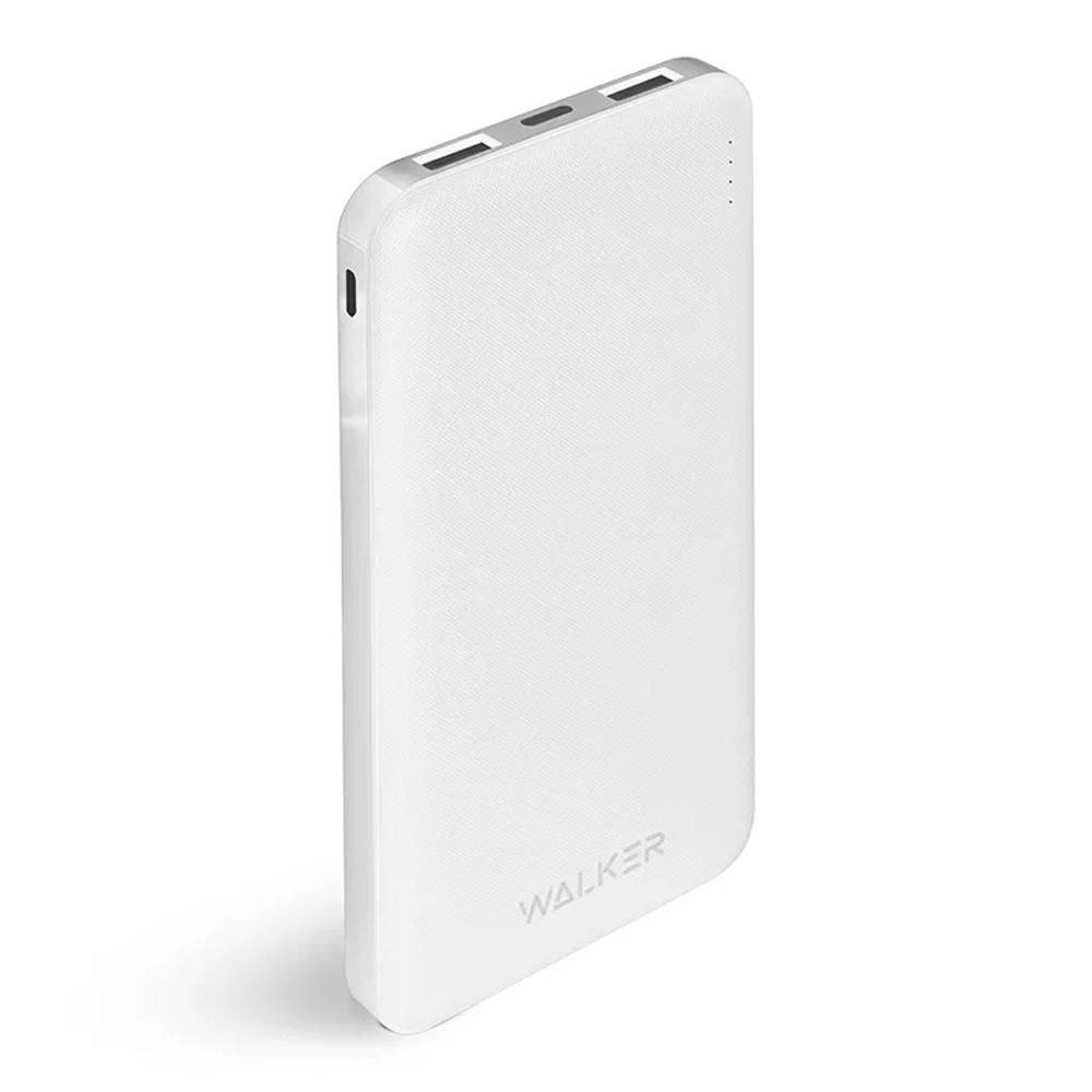 Power Bank 10000mA WALKER WB-410 (2USB выхода 2,1A/Вход MicroUSB, Вход Type-C) белый