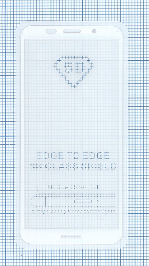 Защитное стекло "Полное покрытие" для Huawei Y5 Prime (2018) белое