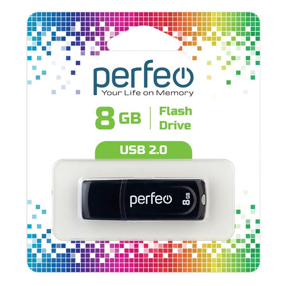 8GB USB 2.0 Flash Drive PERFEO C09 черный (PF-C09B008)
