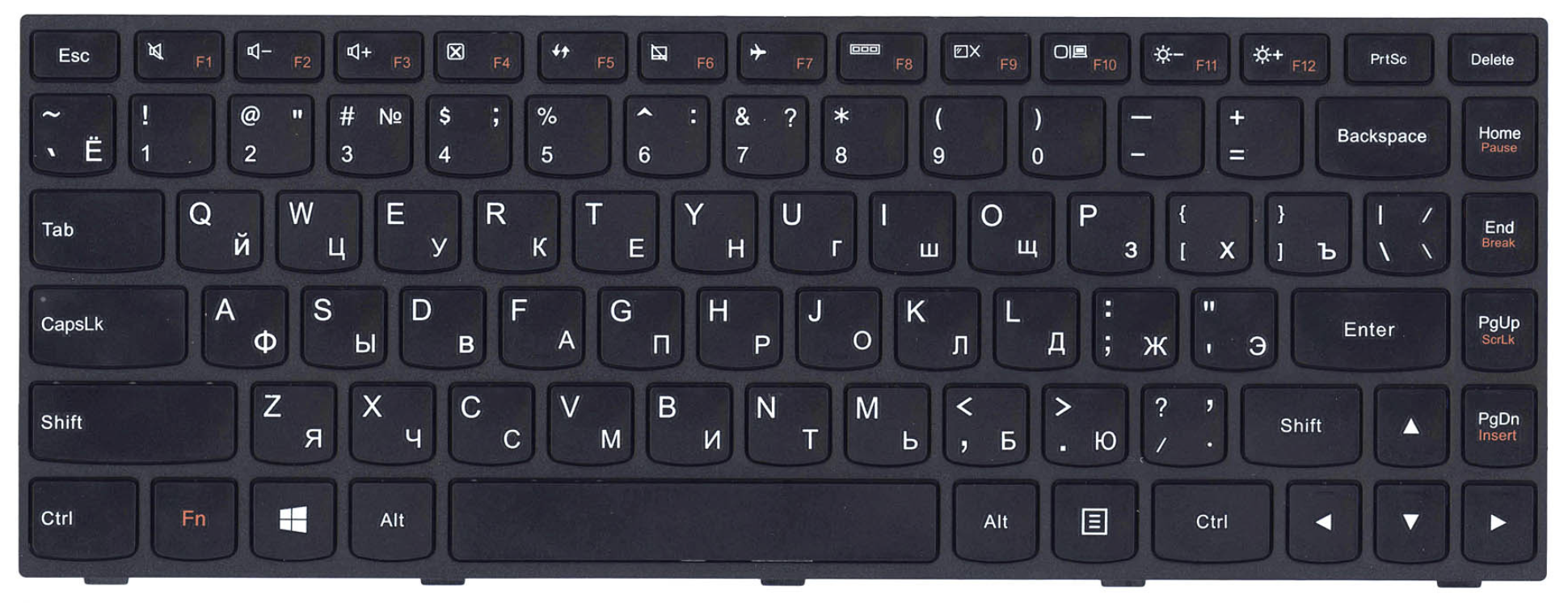 Клавиатура Lenovo IdeaPad Flex 300-14ISK с рамкой, OEM