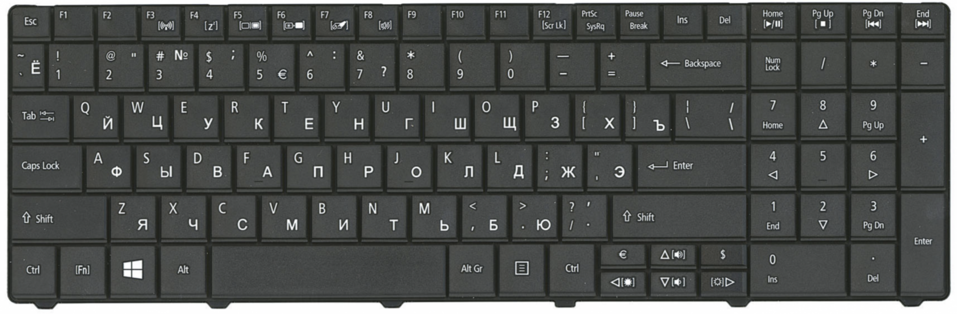 Клавиатура Acer TravelMate 8572TZ черная OEM